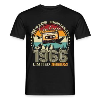 60th Birthday Cassette November Vintage 1966 - Men's T-Shirt - black - Front - AI Model Male 178 light (178cm)