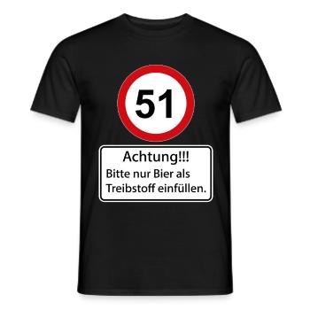 51 Attention : ne remplissez que de la bière comme carburant - T-shirt homme - noir - Devant - AI Model Male 178 light (178cm)