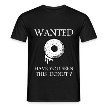 Wanted Donut T-Shirt – Lustiges Food Design - Männer T-Shirt - Schwarz - Vorne - AI Model Male 178 light (178cm)