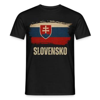 Vintage-Flagge der Slowakei, ich liebe die Slowakei - Männer T-Shirt - Schwarz - Vorne - AI Model Male 178 light (178cm)