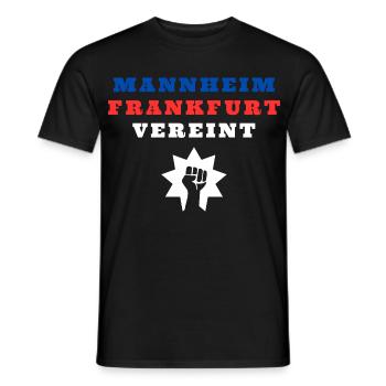 Mannheim et Francfort réunies - T-shirt homme - noir - Devant - AI Model Male 178 light (178cm)