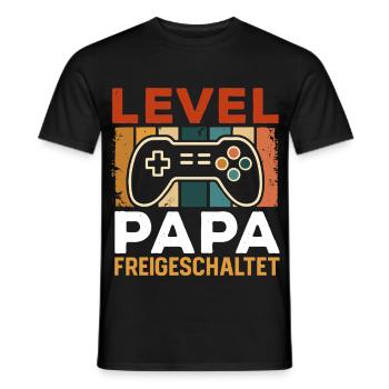 Bald Papa LEVEL PAPAFREIGESCHALTET LUSTIG - Männer T-Shirt - Schwarz - Vorne - AI Model Male 178 light (178cm)