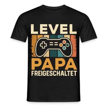 Bald Papa LEVEL PAPAFREIGESCHALTET LUSTIG - Männer T-Shirt - Schwarz - Vorne - AI Model Male 178 light (178cm)