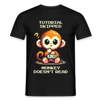 Tutorial geskippt – Affe liest nicht | Noob-Humor - Männer T-Shirt - Schwarz - Vorne - AI Model Male 178 light (178cm)