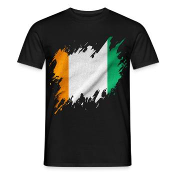 Ivory Coast flag in torn style - Men's T-Shirt - black - Front - AI Model Male 178 light (178cm)