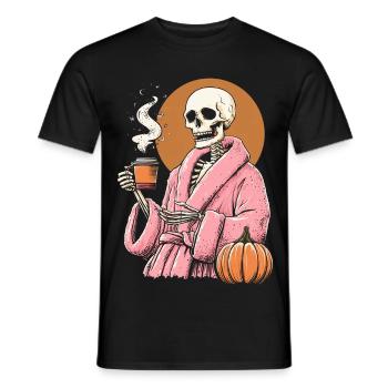 Skeleton Robe Pumpkin Halloween Costume Coffee - Men's T-Shirt - black - Front - AI Model Male 178 light (178cm)
