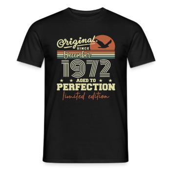 Anniversaire 53 ans | Originale Décembre 1972 - T-shirt homme - noir - Devant - AI Model Male 178 light (178cm)