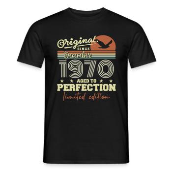 55th Anniversary | Original December 1970 - Men's T-Shirt - black - Front - AI Model Male 178 light (178cm)