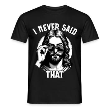 Jésus, je n’ai jamais dit cela, Jésus-Christ - T-shirt homme - noir - Devant - AI Model Male 178 light (178cm)