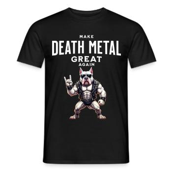 Make Death Metal Great Again Bull Terrier Design - Men's T-Shirt - black - Front - AI Model Male 178 light (178cm)