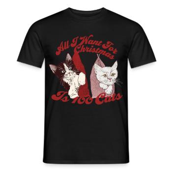 TOUT CE QUE JE VEUX POUR NOËL, C’EST 100 CHATS - T-shirt homme - noir - Devant - AI Model Male 178 light (178cm)