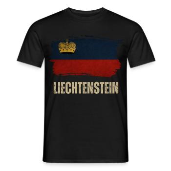 Grunge-Flagge von Liechtenstein, ich liebe Liechtenstein - Männer T-Shirt - Schwarz - Vorne - AI Model Male 178 light (178cm)