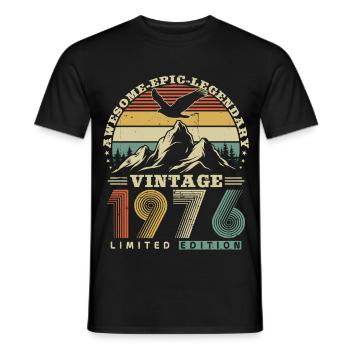 1976 Vintage Jahrgang Geburtstag Retro Geschenk - Männer T-Shirt - Schwarz - Vorne - AI Model Male 178 light (178cm)