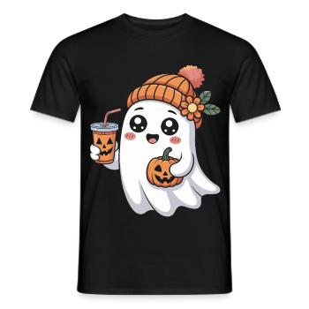Geist Halloween Kürbis Latte Spaß - Männer T-Shirt - Schwarz - Vorne - AI Model Male 178 light (178cm)