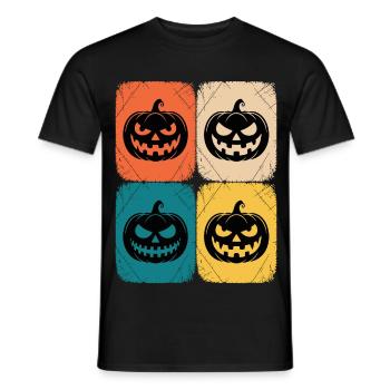Retro Kürbis Halloween Pop Art Stil - Männer T-Shirt - Schwarz - Vorne - AI Model Male 178 light (178cm)