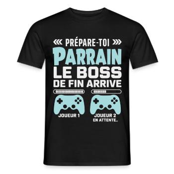 Geek Humor Geschenk für Gamer Pate - Männer T-Shirt - Schwarz - Vorne - AI Model Male 178 light (178cm)