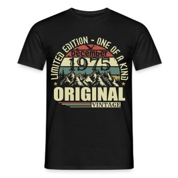 Décembre 1975 Décembre Anniversaire Décembre 1975 - T-shirt homme - noir - Devant - AI Model Male 178 light (178cm)