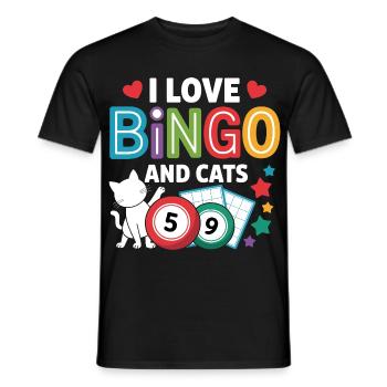 I Love Bingo And Cats - Men's T-Shirt - black - Front - AI Model Male 178 light (178cm)