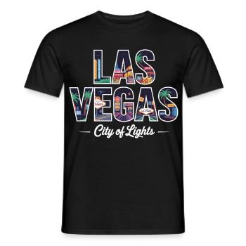 Las Vegas City of Lights – Retro Casino - Men's T-Shirt - black - Front - AI Model Male 178 light (178cm)