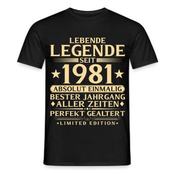 1981 Year Legend 45th Birthday Gift - Men's T-Shirt - black - Front - AI Model Male 178 light (178cm)