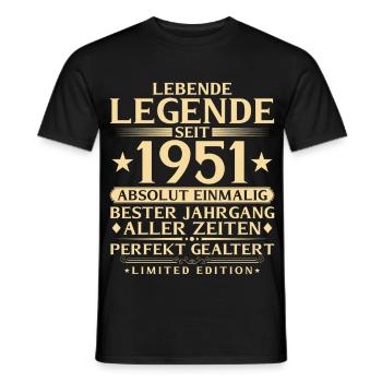 1951 Baujahr Legende 75. Geburtstag Geschenk - Männer T-Shirt - Schwarz - Vorne - AI Model Male 178 light (178cm)
