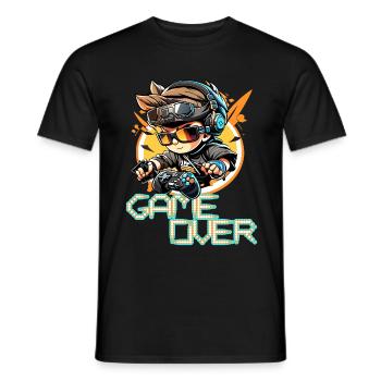 Gamer Over Retro Neon Arcade - Men's T-Shirt - black - Front - AI Model Male 178 light (178cm)