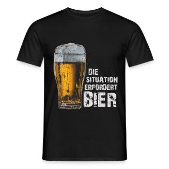 The Situation Calls for Beer – Funny Saying - Men's T-Shirt - black - Front - AI Model Male 178 light (178cm)