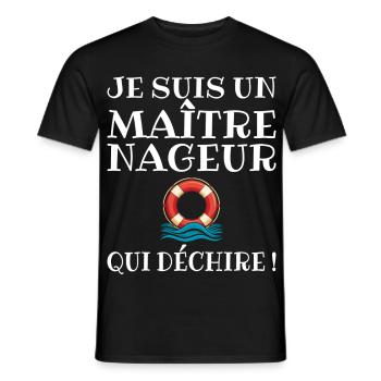 MNS Maitre Nageur Sauveteur Qui Déchire - T-shirt homme - noir - Devant - AI Model Male 178 light (178cm)