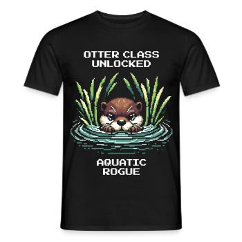 Otter-Klasse freigeschaltet: Wasser-Schurke | RPG - Männer T-Shirt - Schwarz - Vorne - AI Model Male 178 light (178cm)