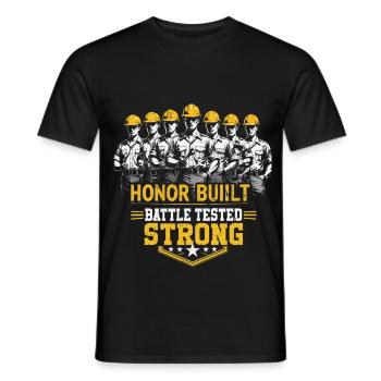 Mécanique militaire Honor Built Testé en combat - T-shirt homme - noir - Devant - AI Model Male 178 light (178cm)