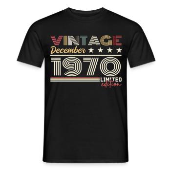 Cadeau Décembre 1970 - T-shirt homme - noir - Devant - AI Model Male 178 light (178cm)