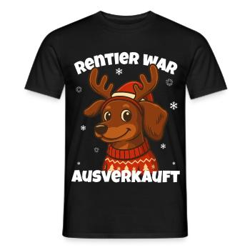 Reindeer was sold out – Funny dachshund - Men's T-Shirt - black - Front - AI Model Male 178 light (178cm)