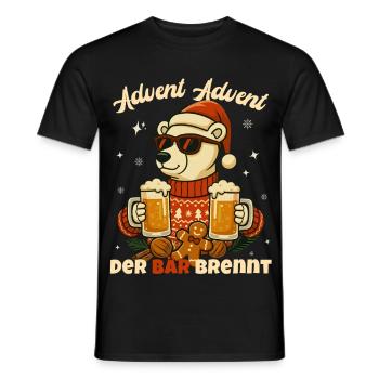 Advent Advent – Der Bär brennt - Männer T-Shirt - Schwarz - Vorne - AI Model Male 178 light (178cm)