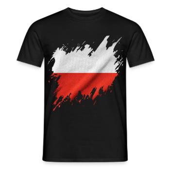 Flagge Polens, zerrissener Stil - Männer T-Shirt - Schwarz - Vorne - AI Model Male 178 light (178cm)