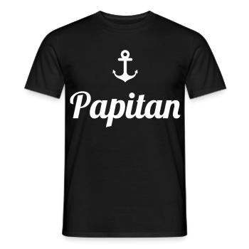 Papitän Funny Pun Capitaine Papa Ancre - T-shirt homme - noir - Devant - AI Model Male 178 light (178cm)