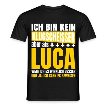 Luca Klugscheißer - Men's T-Shirt - black - Front - AI Model Male 178 light (178cm)