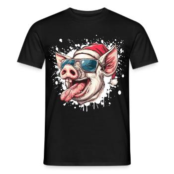 Schwein Weihnachten Lustig Ferkel - Männer T-Shirt - Schwarz - Vorne - AI Model Male 178 light (178cm)