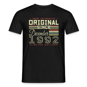 33 Years Birthday | Original December 1992 - Men's T-Shirt - black - Front - AI Model Male 178 light (178cm)