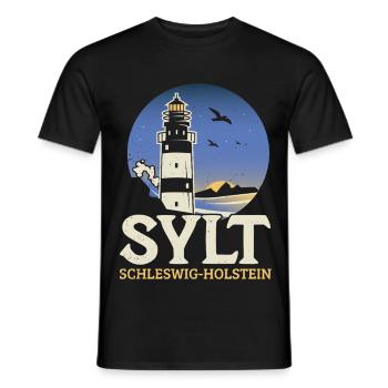 Vacances à la mer du Nord SYLT SCHLESWIG HOLSTEIN Fun - T-shirt homme - noir - Devant - AI Model Male 178 light (178cm)