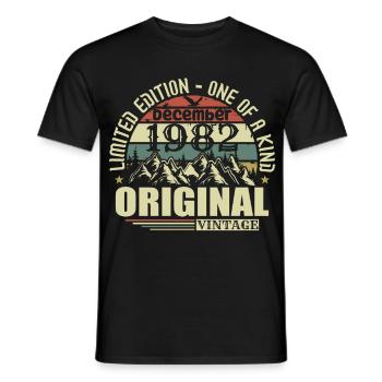 Décembre 1982 Décembre Anniversaire Décembre 1982 - T-shirt homme - noir - Devant - AI Model Male 178 light (178cm)