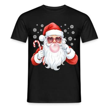 Père Noël Bubble Gum Rose - T-shirt homme - noir - Devant - AI Model Male 178 light (178cm)