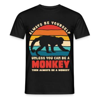 Be Yourself Monkey Retro Motif - Men's T-Shirt - black - Front - AI Model Male 178 light (178cm)