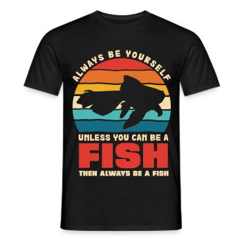 Fisch Selbst Sein Retro Sonnenuntergang - Männer T-Shirt - Schwarz - Vorne - AI Model Male 178 light (178cm)