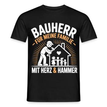 Constructeur Pour la famille avec cœur et marteau - T-shirt homme - noir - Devant - AI Model Male 178 light (178cm)