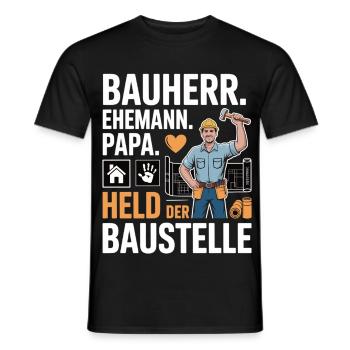 Héros du chantier – papa, mari et constructeur - T-shirt homme - noir - Devant - AI Model Male 178 light (178cm)
