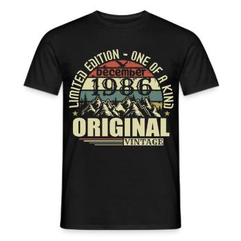 Décembre 1986 Décembre Anniversaire Décembre 1986 - T-shirt homme - noir - Devant - AI Model Male 178 light (178cm)