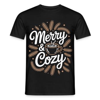 Illustration de tasse joyeuse et confortable - T-shirt homme - noir - Devant - AI Model Male 178 light (178cm)