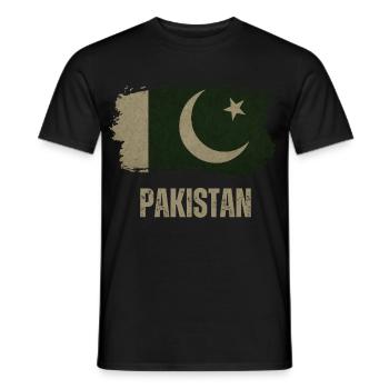 Pakistan Grunge Flag, Pakistani Proud - Men's T-Shirt - black - Front - AI Model Male 178 light (178cm)