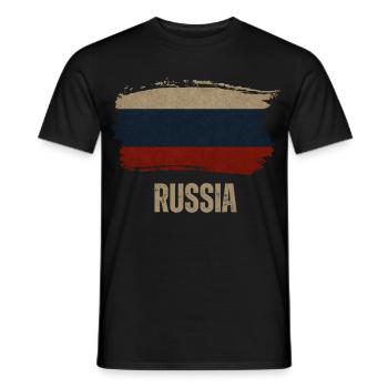 Drapeau grunge de la Russie, j’adore la Russie - T-shirt homme - noir - Devant - AI Model Male 178 light (178cm)