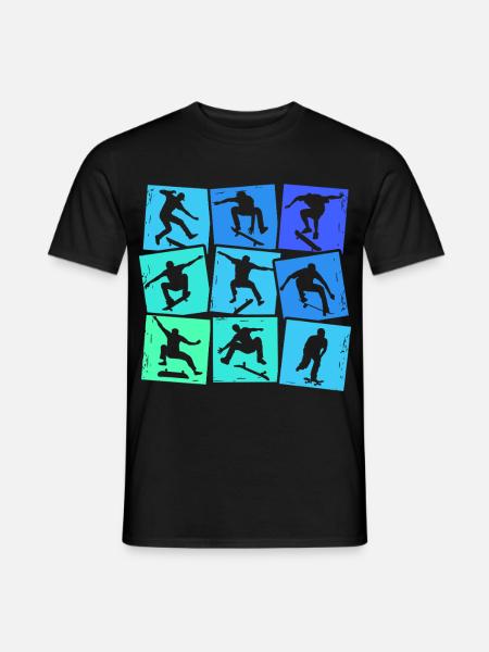 Skateboard, skateboarder, skater, gutter, barn - T-skjorte herre - svart